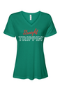 Straight Trippin' - Red/White Font Women’s V-Neck Short Sleeve Shirt