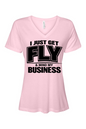 Get Fly & Mind My Business - Black Font Short Sleeve V-Neck Shirt V2
