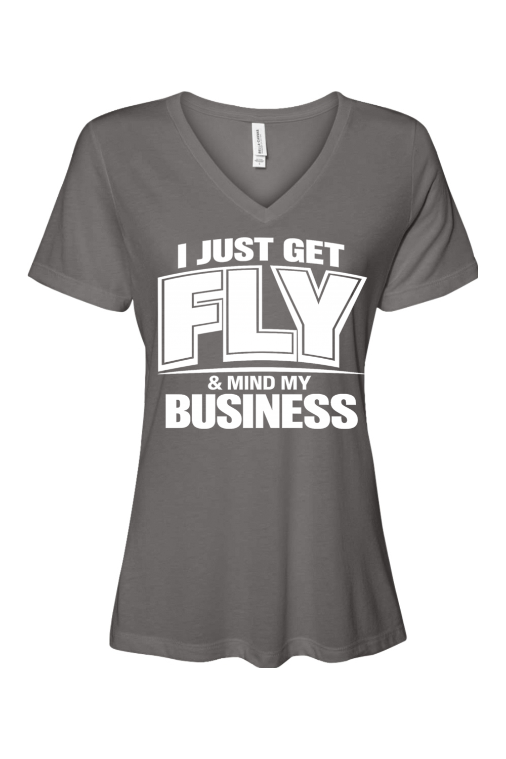 Get Fly & Mind My Business - White Font Short Sleeve V-Neck Shirt V2