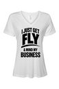 Get Fly & Mind My Business - Black Font Short Sleeve V-Neck T-Shirt