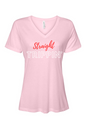 Straight Trippin' - Red/White Font Women’s V-Neck Short Sleeve Shirt
