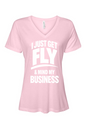 Get Fly & Mind My Business - White Font Short Sleeve V-Neck T-Shirt