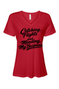 Minding My Business - Black Font Women's Short Sleeve V-Neck Shirt