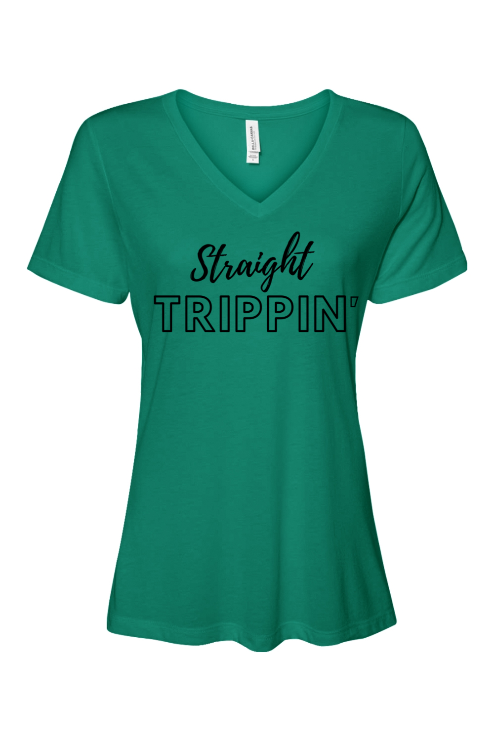 Straight Trippin' - Black Font Women’s V-Neck Short Sleeve Shirt