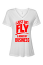 Get Fly & Mind My Business - Red Font Short Sleeve V-Neck Shirt