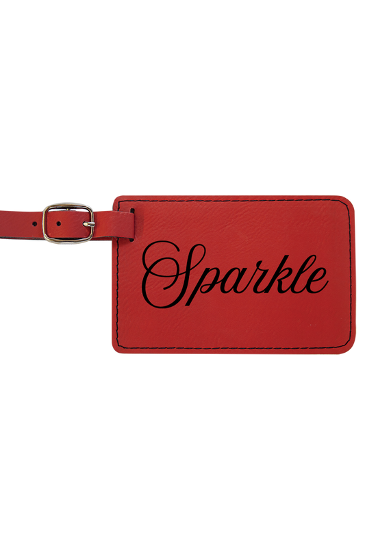 Sparkle - 4 1/4" x 2 3/4" Laserable Leatherette Luggage Tag