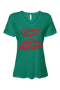 Minding My Business - Red Font Women's Short Sleeve V-Neck Shirt