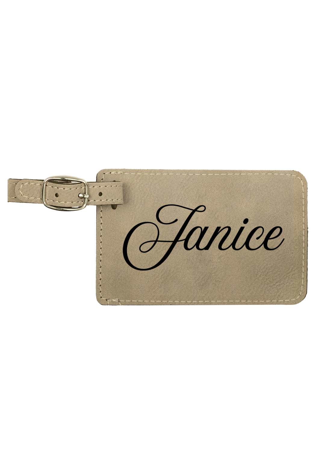Janice - 4 1/4" x 2 3/4" Laserable Leatherette Luggage Tag