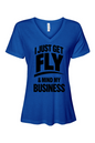 Get Fly & Mind My Business - Black Font Short Sleeve V-Neck T-Shirt