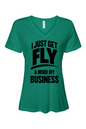 Get Fly & Mind My Business - Black Font Short Sleeve V-Neck T-Shirt