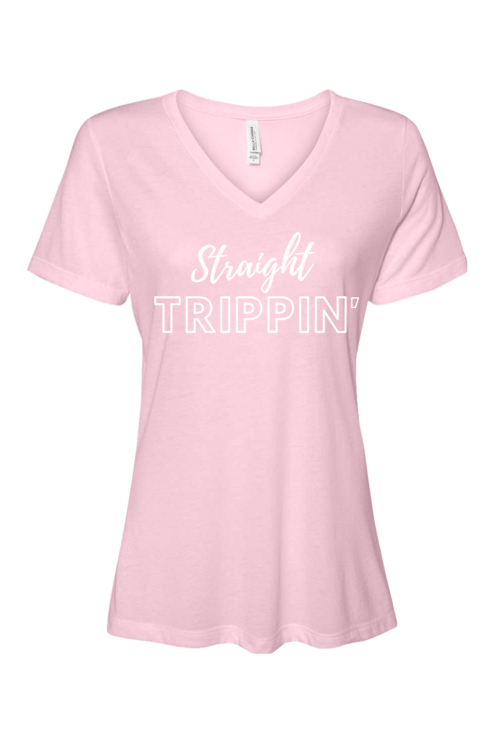 Straight Trippin' - White Font Women’s V-Neck Short Sleeve Shirt