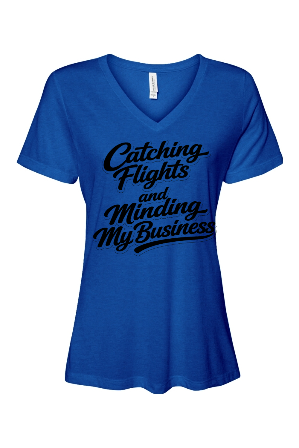 Minding My Business - Black Font Women's Short Sleeve V-Neck Shirt