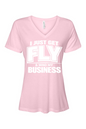 Get Fly & Mind My Business - White Font Short Sleeve V-Neck Shirt V2