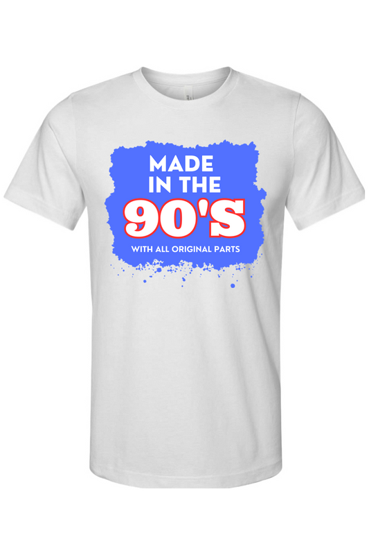 Made in the 90s Original Parts - White/Blue Unisex Short Sleeve Shirt